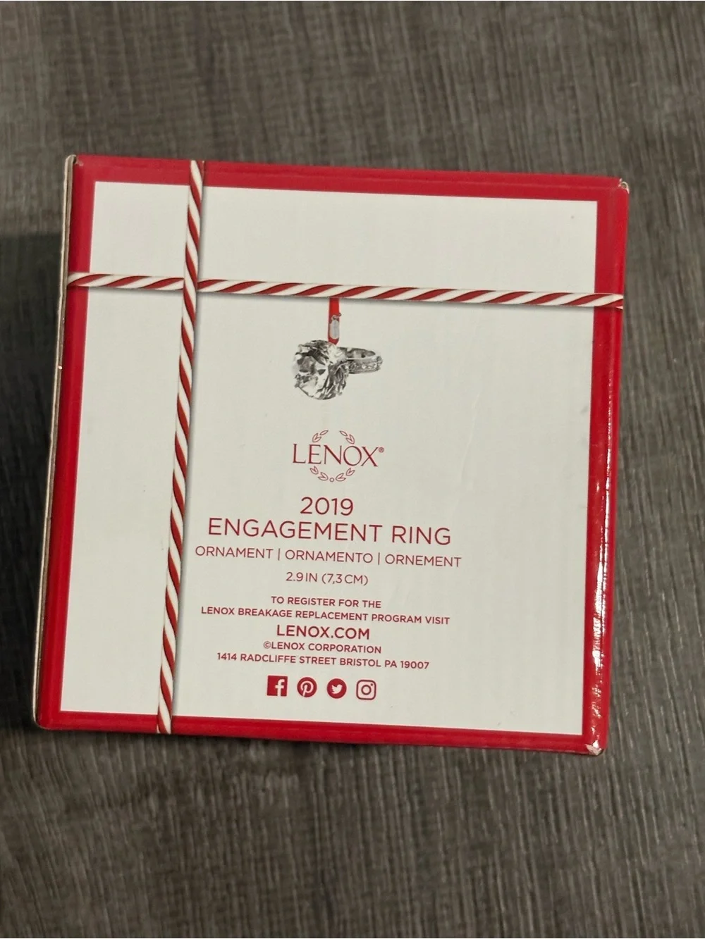 NEW 2019 Lenox Engagement Ring  Christmas Ornament W/Box